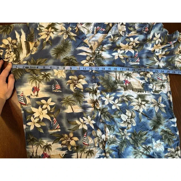 The Foundry Supply Co. American Flag Hawaiian Casual Button Shirt Men XLT Preppy - Picture 4 of 11